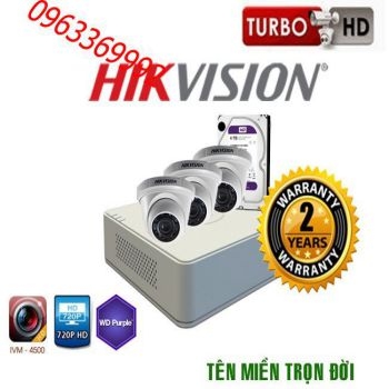 Trọn bộ hệ thống 3 camera 1.0MP HiKvision