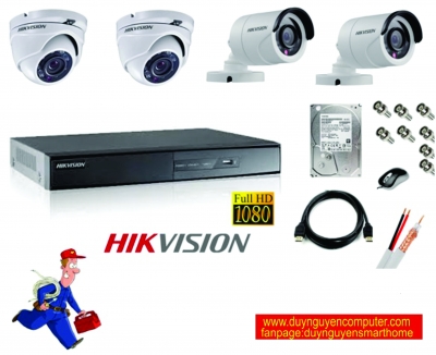 Trọn bộ hệ thống 5 camera 1.0MP hikvision
