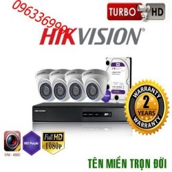 Trọn bộ hệ thống 4 camera 2.0MP Hikvision